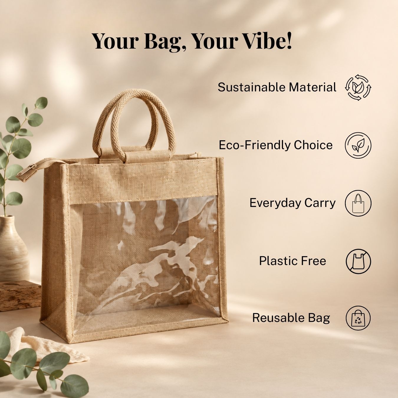 Clear View Jute Hamper Bag | 350 GSM alternate view