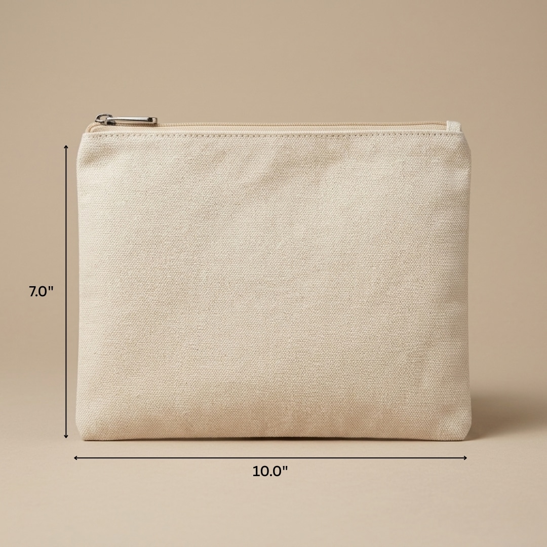 10x7 Inches Cotton Zipper Pouch | 300 GSM alternate view