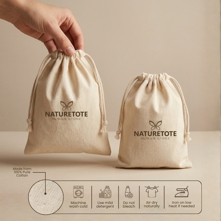 10x12 Inches Cotton Drawstring Bag | 150 GSM alternate view