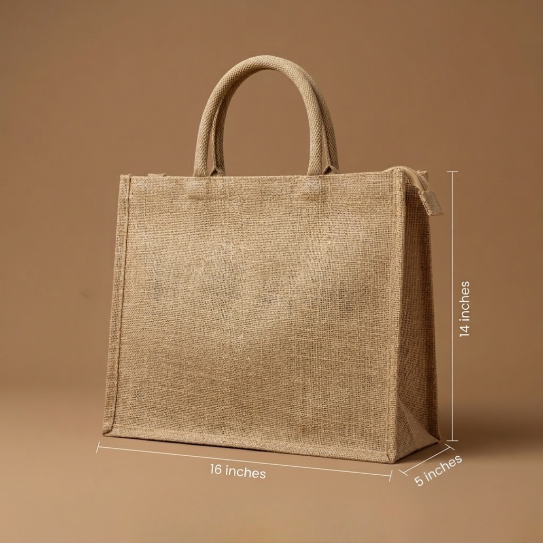 Basic Jute Bags With Zipper Closure | 350 GSM alternate view