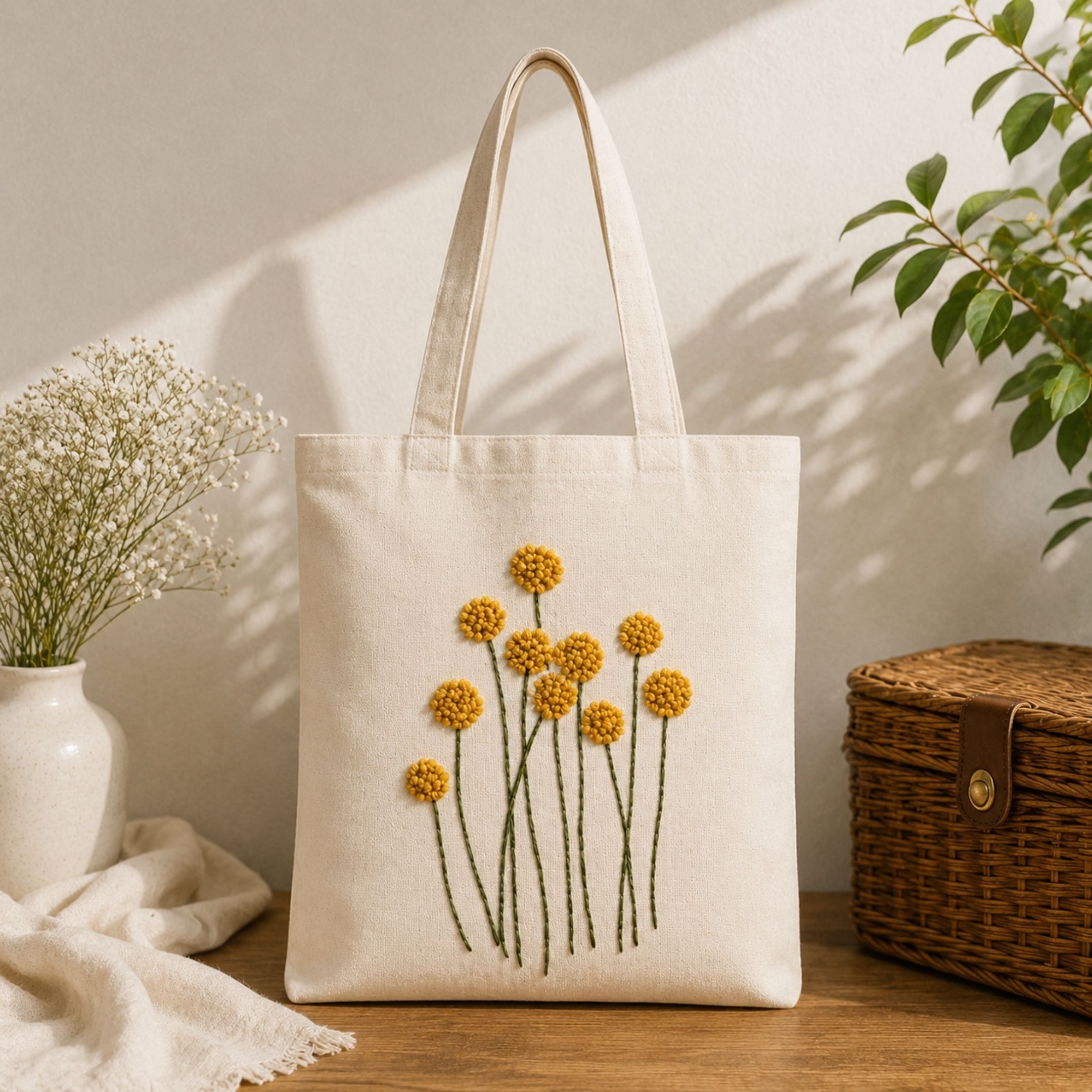 Golden Bloom Handwork Tote Bag alternate view