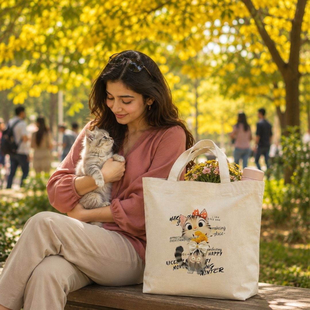 Purrfect Mood Tote Bag | 300 GSM